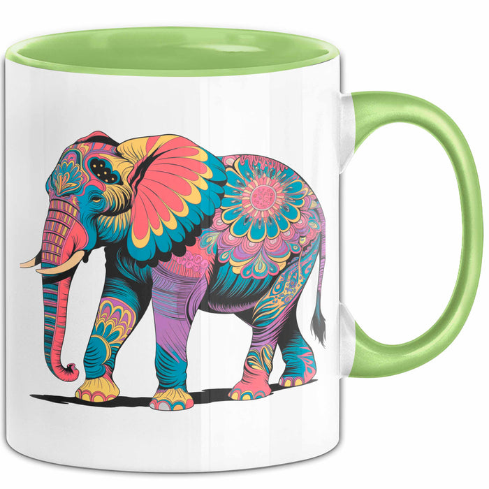 Elefant Tier Blumen Tasse Geschenk Lustige Geschenkidee Spruch Grün Trendation