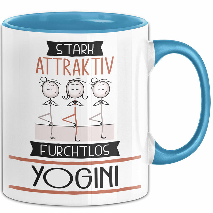 Yogini Tasse Geschenk Becher Stark Attraktiv Furchtlos Yogini Lustige Geschenkidee Blau Trendation