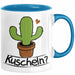 Kaktus Tasse Geschenk Kuscheln Sarkasmus Humor Geschenkidee Kaffee-Becher Kaktus-Liebhaber Blau Trendation