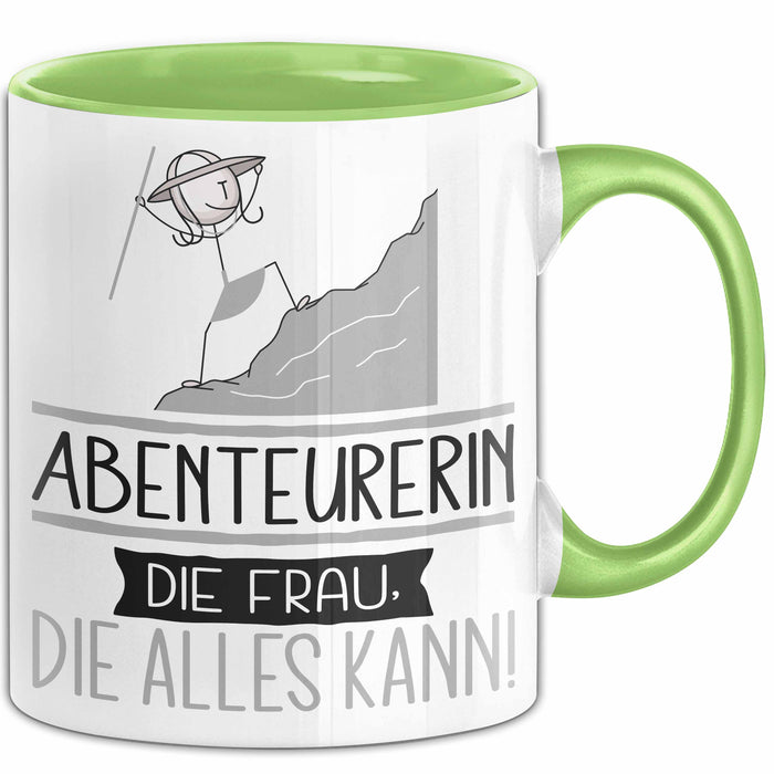 Abenteurerin Geschenk Tasse Becher Die Frau Die Allen Kann Geschenkidee für eine Abenteurerin Lustig Grün Trendation