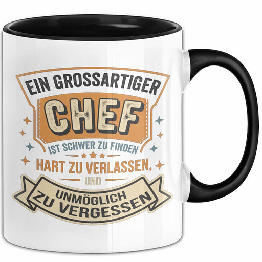 Büroarbeit Kollege Chef Tasse Geschenk Lustige Geschenkidee Spruch Ein Grossartiger Chef Ist Schwer Zu Finden Trendation