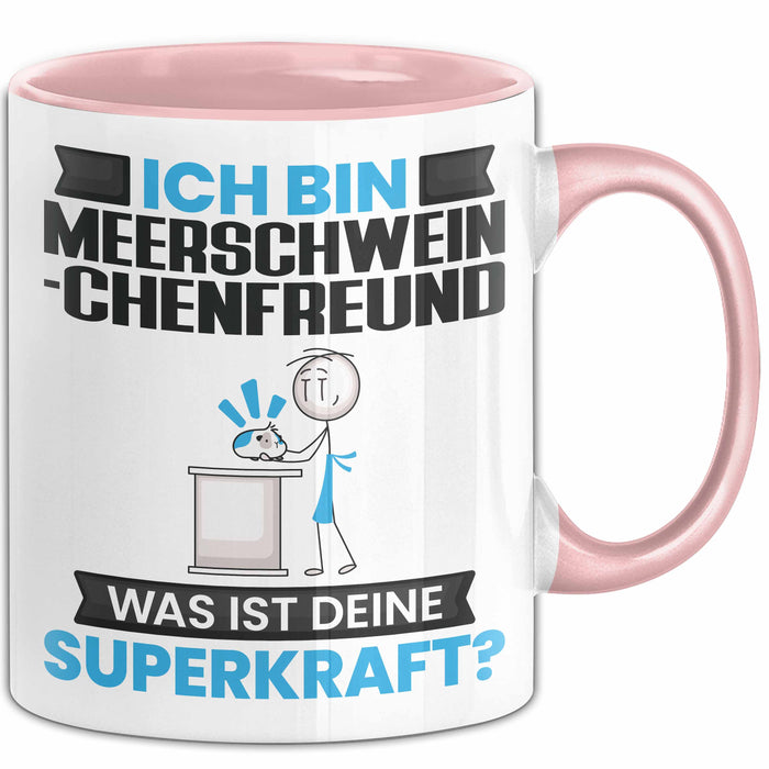 Meerschweinchenfreund Tasse Geschenk für Meerschweinchenfreund Geburtstag Lustiger Spruch Kaffee-Becher Was Ist Deine Superkraft Rosa Trendation