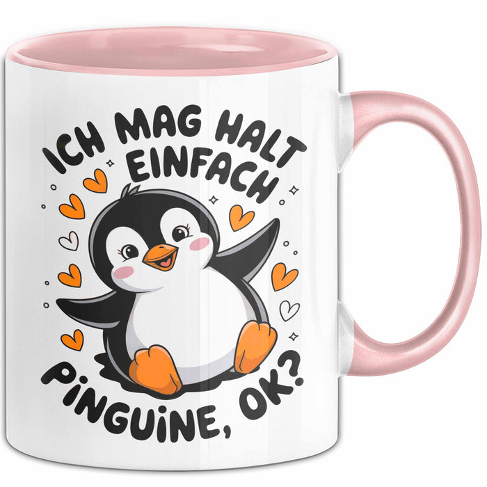 Pinguin Tier Tasse Geschenk Lustige Geschenkidee Spruch Ich Mag Halt Einfach Pinguine Rosa Trendation