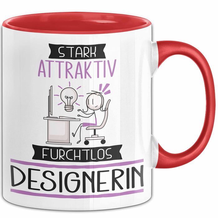 Designerin Tasse Geschenk Becher Stark Attraktiv Furchtlos Designerin Lustige Geschenkidee Rot Trendation