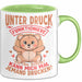 Sarkastischer Teddybär Tasse Geschenk Lustige Geschenkidee Unter Druck Arbeite Ich Am Besten Grün Trendation