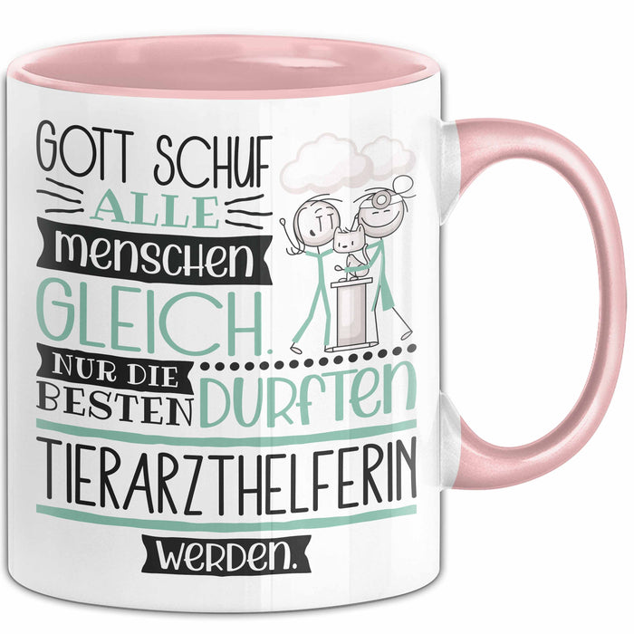 Tierarzthelferin Geschenk Becher Tasse Gott Schuf Alle Menschen Gleich Nur Die Besten Durfeten Tierarzthelferin Werden Geschenkidee Lustig Rosa Trendation