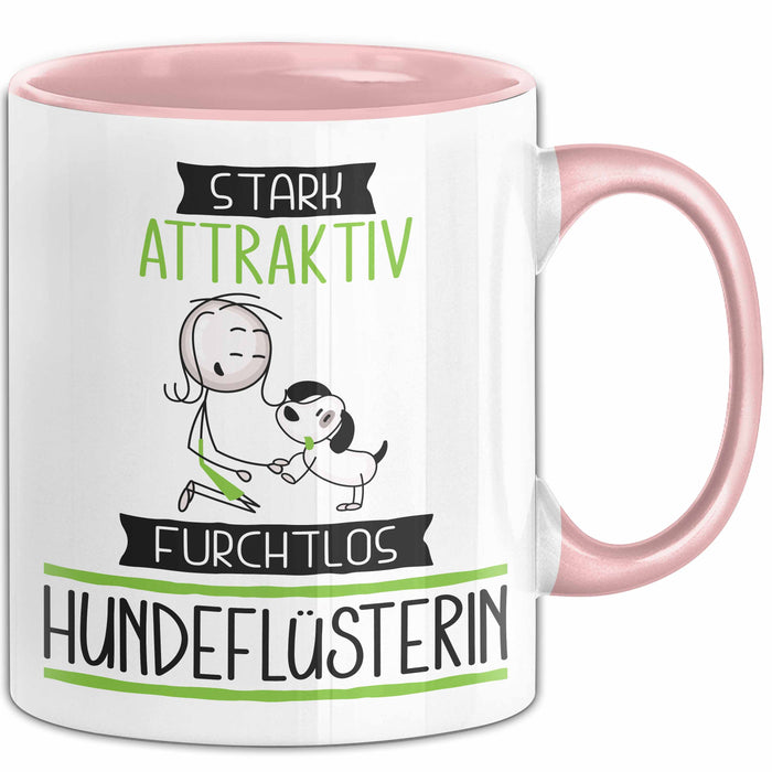 Hundeflüsterin Tasse Geschenk Becher Stark Attraktiv Furchtlos Hundeflüsterin Lustige Geschenkidee Rosa Trendation