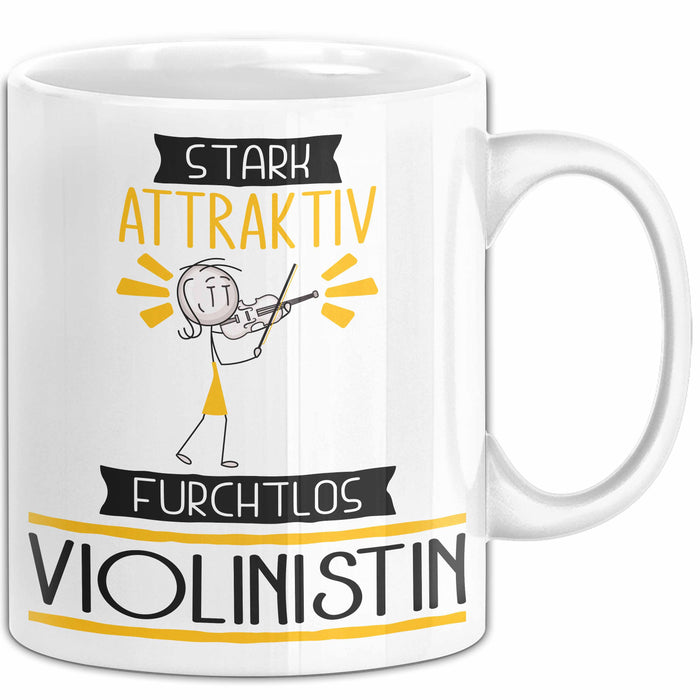 Violinistin Tasse Geschenk Becher Stark Attraktiv Furchtlos Violinistin Lustige Geschenkidee Weiß Trendation