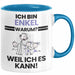 Enkel Geschenk Tasse Lustiger Spruch Ich Bin Enkel Warum Weil Ich Es Kann Geschenkidee Bester Enkel Geburtstag Kaffee-Becher Blau Trendation