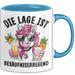 Humor Tasse Geschenk Die Lage Ist Besäufniserregend Geschenkidee Kaffee-Becher Blau Trendation