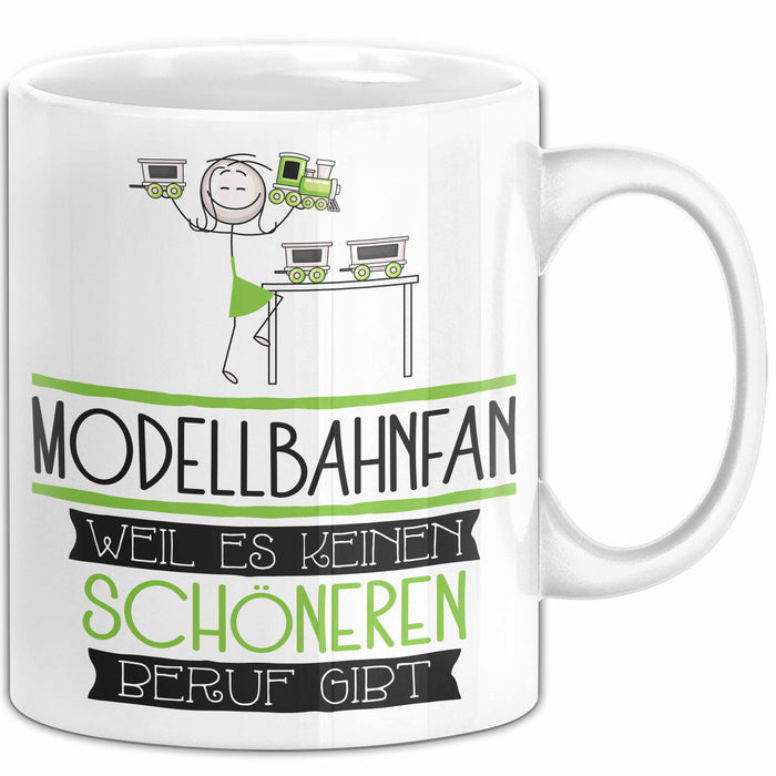 Modellbahnfan Weil Es Keinen Schöneren Beruf Gibt Tasse Geschenk für Eine Modellbahnfan Lustig Weiß Trendation
