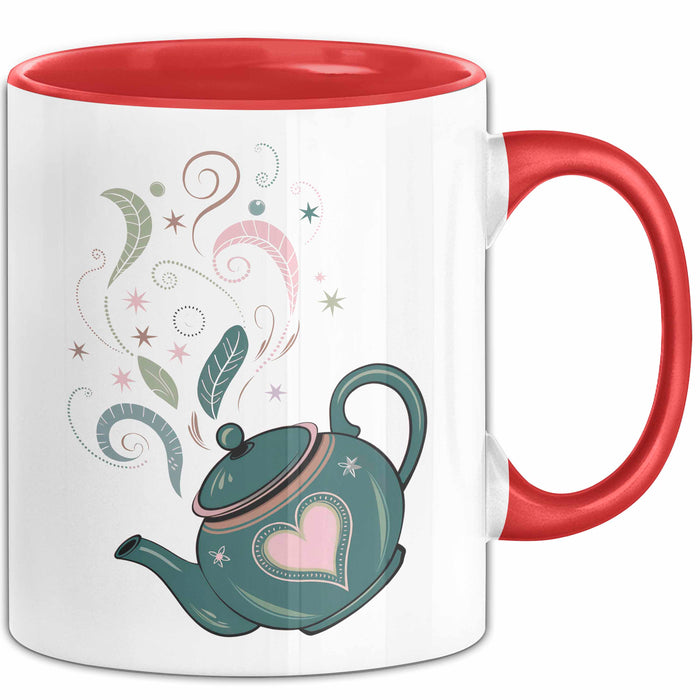 Teeliebhaber Tasse Geschenkidee für Kräuter Enthusiasten Rot Trendation