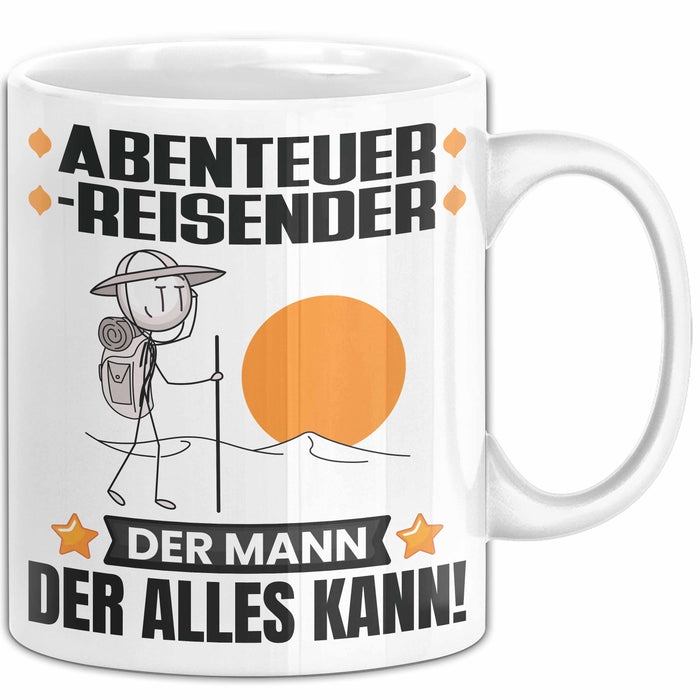 Abenteurreisender Tasse Geschenk für Abenteurreisender Der Mann Der Alles Kann Geschenkidee zum Geburtstag Weiß Trendation