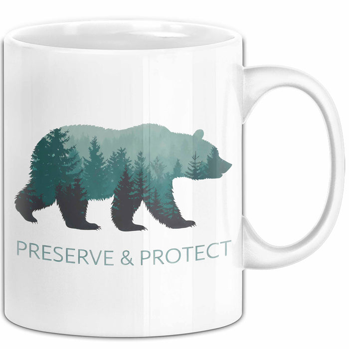 Wildtierschutz Tasse Geschenk Lustige Geschenkidee Spruch Bewahren und Schützen Weiß Trendation