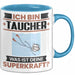 Taucher Tasse Geschenk für Taucher Geburtstag Lustiger Spruch Kaffee-Becher Was Ist Deine Superkraft Blau Trendation
