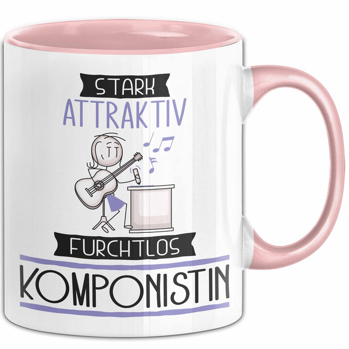Komponistin Tasse Geschenk Becher Stark Attraktiv Furchtlos Komponistin Lustige Geschenkidee Rosa Trendation