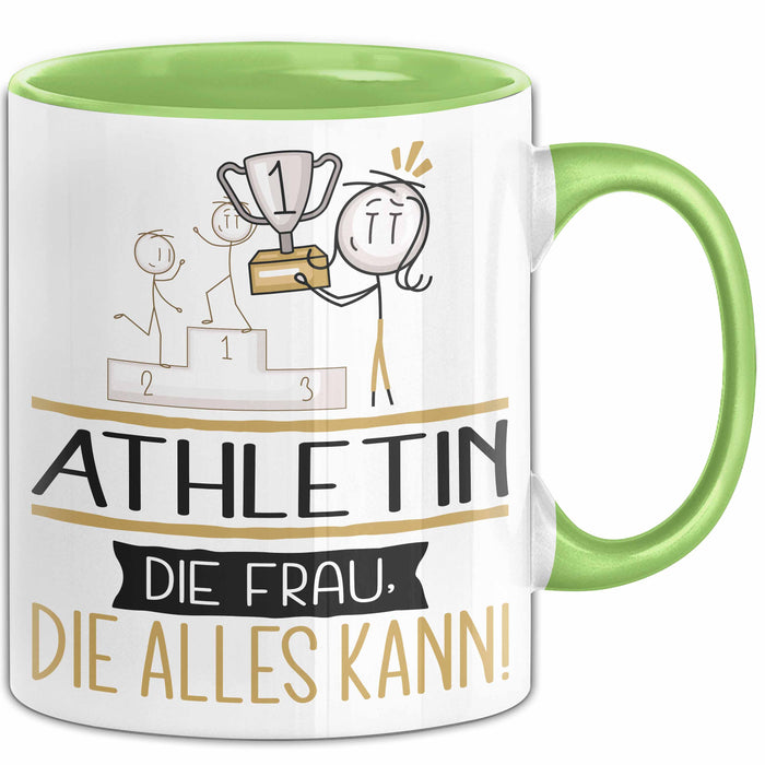 Athletin Geschenk Tasse Becher Die Frau Die Allen Kann Geschenkidee für eine Athletin Lustig Grün Trendation