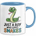 Reptil Schlange Tier Tasse Geschenk Lustige Geschenkidee Spruch Nur Ein Junge Der Schlangen Liebt Blau Trendation