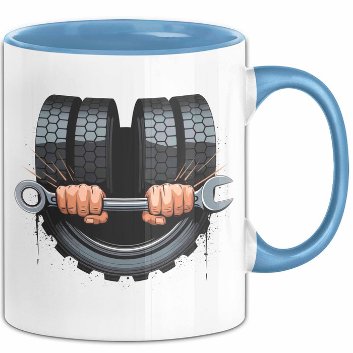 LKW Mechaniker Tasse Geschenk Lustige Geschenkidee Spruch Für Nutzfahrzeug Profis Blau Trendation