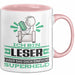 Leser Geschenk Tasse Ich Bin Leser Aber Sag Doch Einfach Superheld Lustige Geschenkdiee für Leser Kaffee-Becher Rosa Trendation