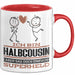 Halbcousin Geschenk Tasse Ich Bin Halbcousin Aber Sag Doch Einfach Superheld Lustige Geschenkdiee für Halbcousin Kaffee-Becher Rot Trendation