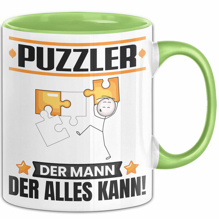 Puzzler Tasse Geschenk für Puzzler Der Mann Der Alles Kann Geschenkidee zum Geburtstag Grün Trendation