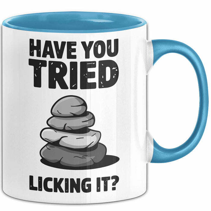 Geologie Liebhaber Geologe Tasse Geschenk Lustige Geschenkidee Spruch Hast Du Versucht Es Zu Lecken Blau Trendation