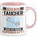 Taucher Tasse Geschenk für Taucher Geburtstag Lustiger Spruch Kaffee-Becher Was Ist Deine Superkraft Rosa Trendation