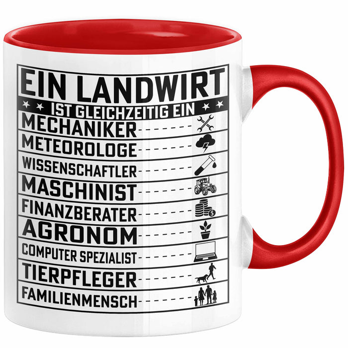 Landwirt Geschenk Tasse Lustiger Spruch Geschenkidee Ein Landwirt Ist Gleichzeitig Ein Rot Trendation