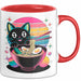 Katzen Tierliebhaber Tasse Geschenk Lustige Geschenkidee Spruch Katze Isst Ramen Nudeln Rot Trendation