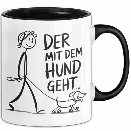 Hundebesitzer Hundegassi Tasse Geschenk Lustige Geschenkidee Spruch Der Mit Dem Hund Geht Schwarz Trendation