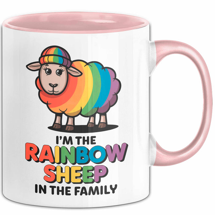 LGBTQ Schaf Tasse Geschenk Lustige Geschenkidee Spruch Rainbow Sheep In The Family Rosa Trendation