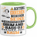 Drum-and-Bass-DJ Geschenk Tasse Lustiger Spruch Erheben Sie Sich Der Drum-and-Bass-DJ Betritt den Raum Grün Trendation