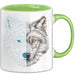 Wolf Tasse Geschenk Geometrisch Realistisch Geteilt Geschenkidee Grün Trendation