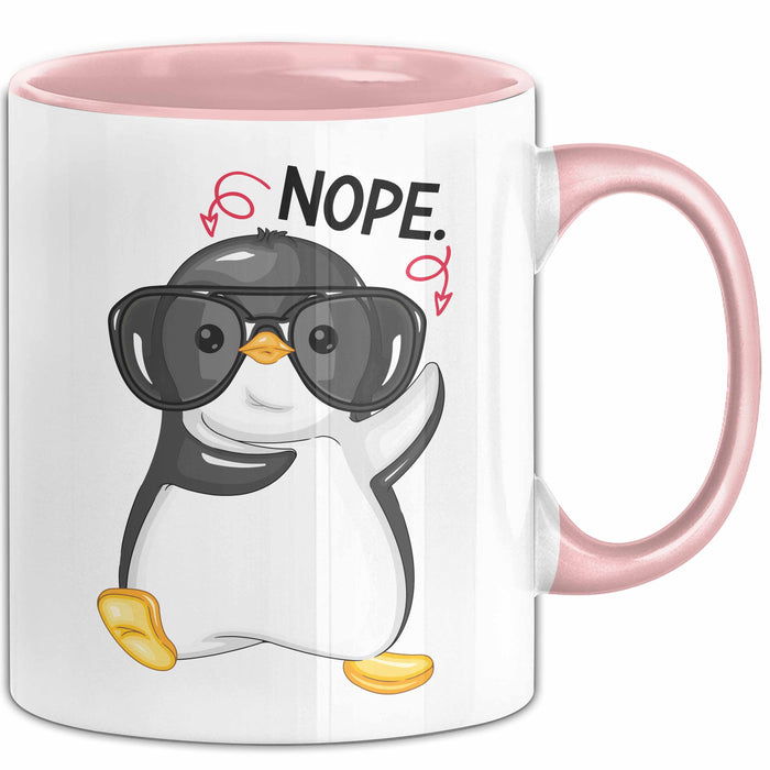 Witzige Tasse Geschenk Pinguin Mit Roter Brille Lustiger Becher Rosa Trendation