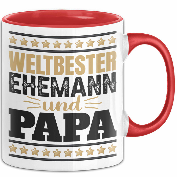 Lustige Tasse Geschenk Weltbester Ehemann Und Papa Becher Rot Trendation