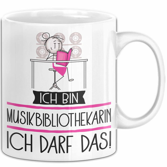 Geschenk für Musikbibliothekarin Tasse Lustige Geschenkidee Geburtstag Ich Bin Musikbibliothekarin Ich Darf Das Weiß Trendation