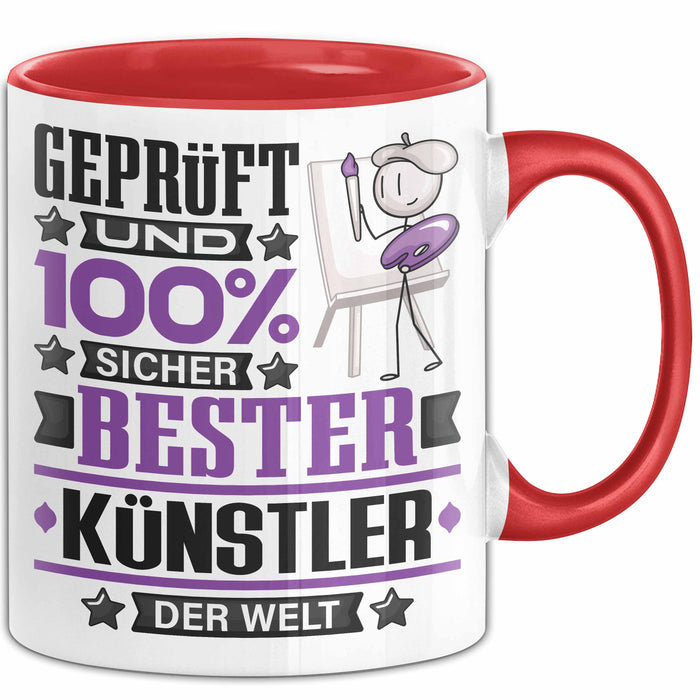 Künstler Geschenk Lustiger Spruch für Künstler Geschenkidee Bester Künstler Der Welt Rot Trendation