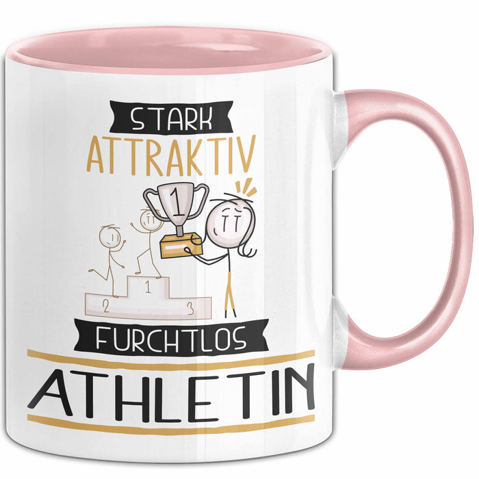 Athletin Tasse Geschenk Becher Stark Attraktiv Furchtlos Athletin Lustige Geschenkidee Rosa Trendation