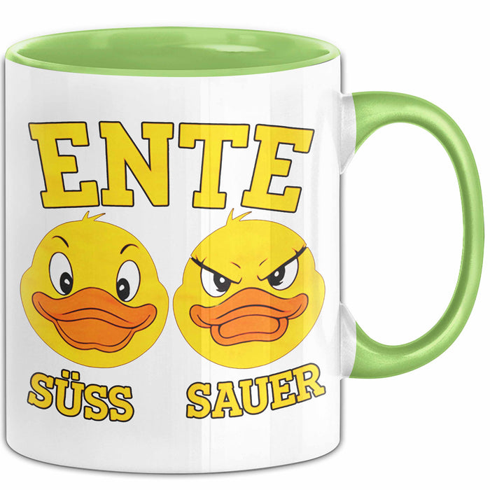 Quietscheente Tier Tasse Geschenk Lustige Geschenkidee Spruch Ente Süss Sauer Grün Trendation