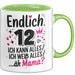 12 Geburtstag Teenager Tasse Geschenk Lustige Geschenkidee Spruch Endlich 12 Ich Kann Alles Ich Weiß Alles Ähm Mama Grün Trendation