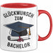 Schüler Abschluss Tasse Geschenk Lustige Geschenkidee Spruch Glückwunsch Zum Bachelor Rot Trendation