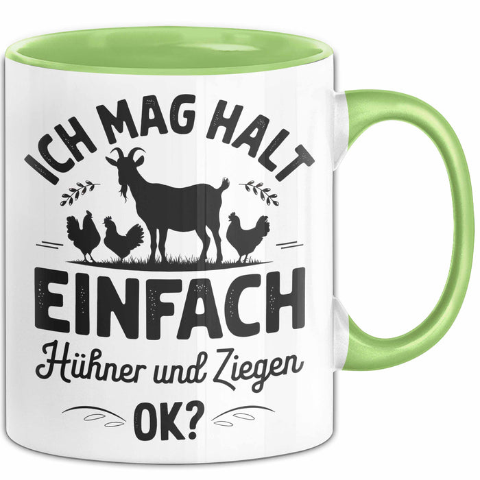 Ziegenbauer Ziegen Tier Tasse Geschenk Lustige Geschenkidee Spruch Ich Mag Halt Einfach Hühner Und Ziegen Grün Trendation