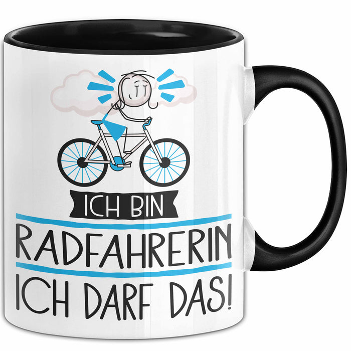 Geschenk für Radfahrerin Tasse Lustige Geschenkidee Geburtstag Ich Bin Radfahrerin Ich Darf Das Trendation