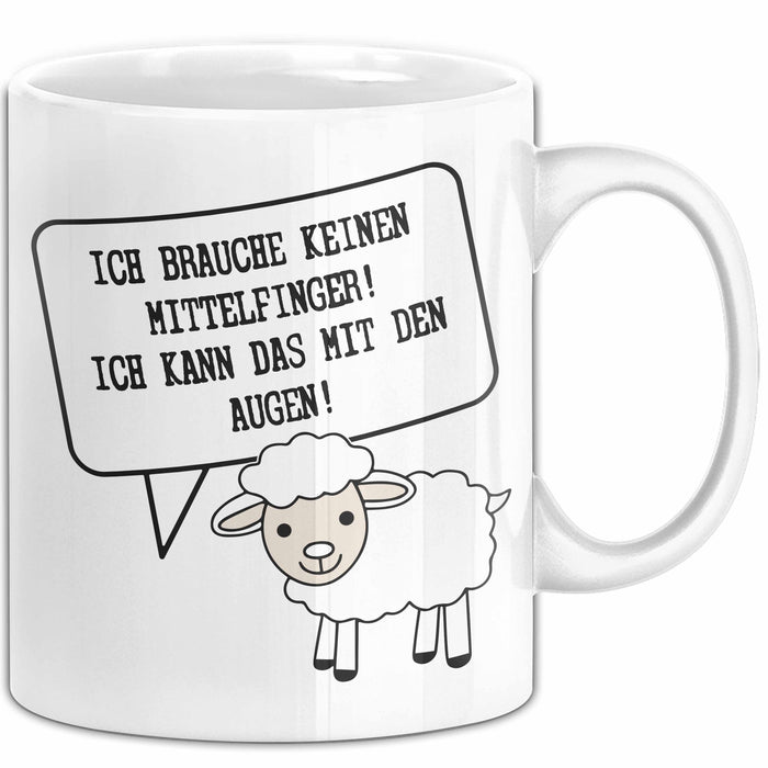 Humor Tasse Geschenk Ich brauche keinen Mittelfinger Ich Mache Das Mit Den Augen Becher Geschenk Weiß Trendation