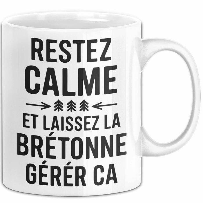 Bretagne Tasse Geschenk Restez Calme Bretonne Geschenkidee Frankreich Weiß Trendation