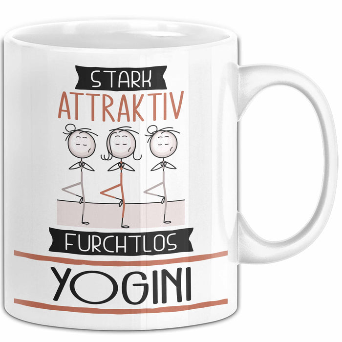 Yogini Tasse Geschenk Becher Stark Attraktiv Furchtlos Yogini Lustige Geschenkidee Weiß Trendation