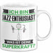 Jazz-Enthusiast Tasse Geschenk für Jazz-Enthusiast Geburtstag Lustiger Spruch Kaffee-Becher Was Ist Deine Superkraft Weiß Trendation