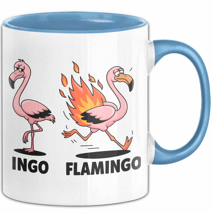 Flamingo In Flammen Tasse Geschenk Lustige Geschenkidee Spruch Blau Trendation