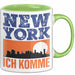 New York Tasse Geschenk Horizont Ich Komme Spruch Geschenkidee Grün Trendation